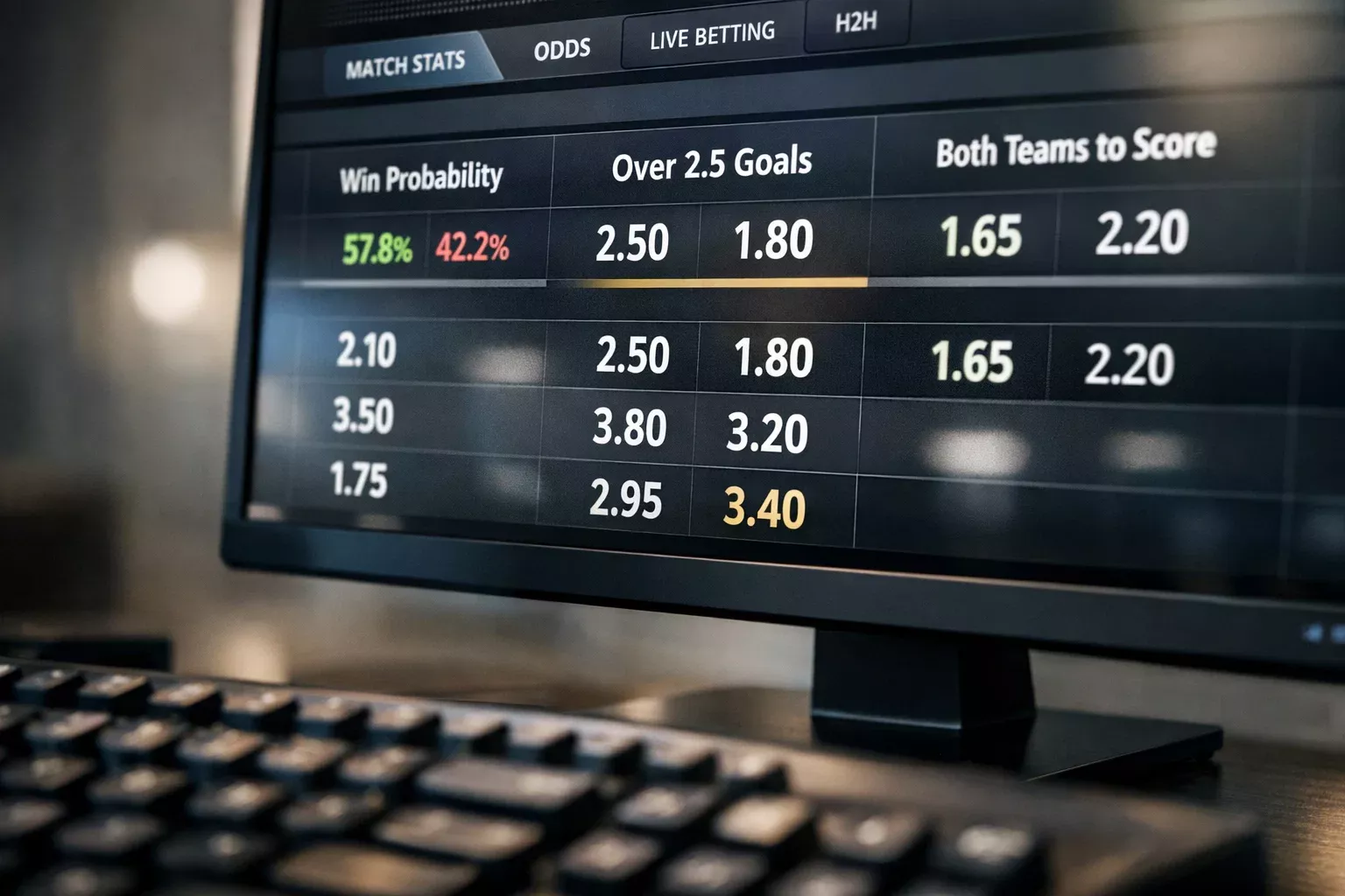 Close-up van getallen op een scherm met sportstatistieken