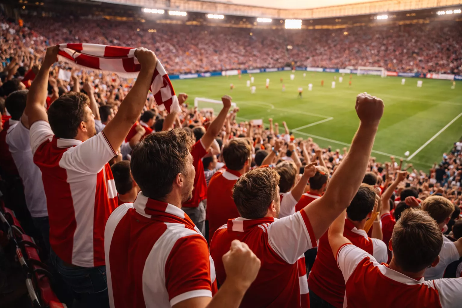 Voetbalwedstrijd met thuispubliek dat juicht