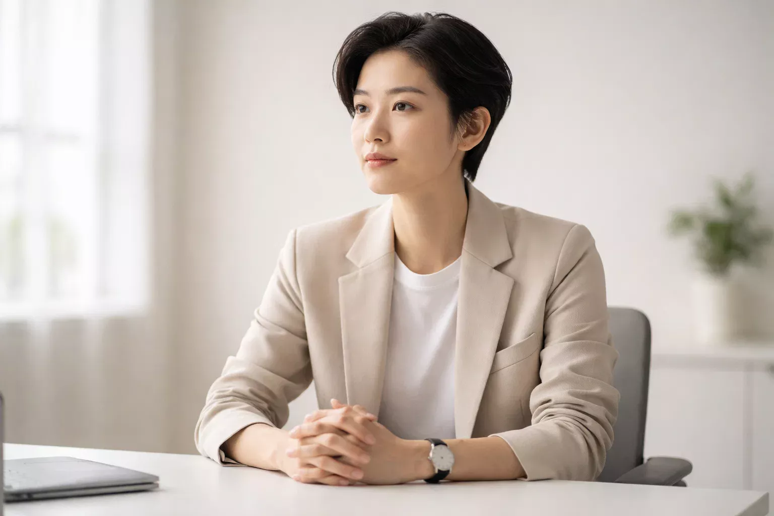 Gefocuste persoon die strategie overdenkt